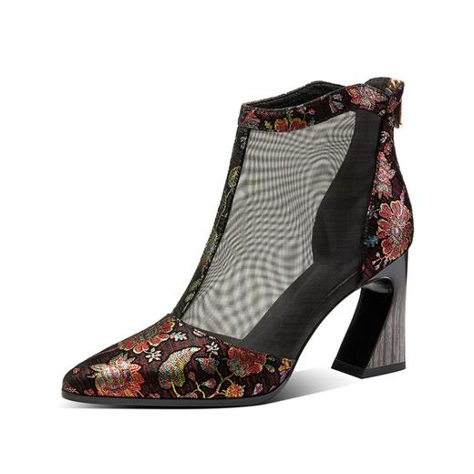 old d012-1凉鞋女夏纱网镂空罗马网面透气高跟网靴女凉鞋