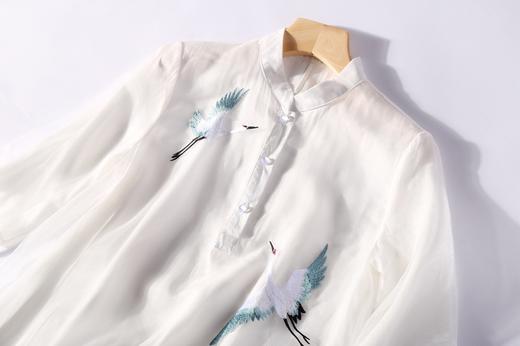 MD-Q2403新款仙鹤刺绣中国风禅意大码中长款复古连衣裙汉服 商品图1