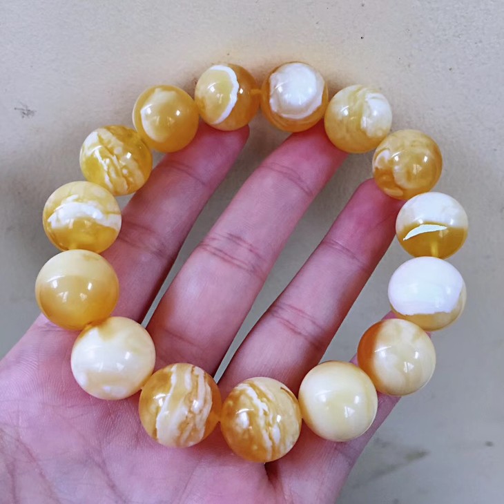 金白妖花手串15mm俄料妖花颗颗精品花纹妖娆漂亮306g超高性价比