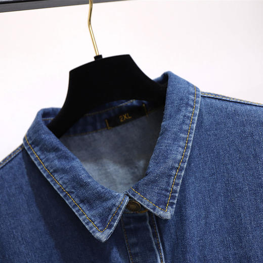 BXC-60503春夏韩版中长款宽松a字裙长袖牛仔连衣裙 商品图2