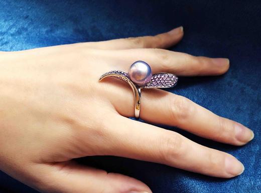 ONLY系列 18K镶天然薰衣草紫色淡水“爱迪生”珍珠 戒指 商品图3