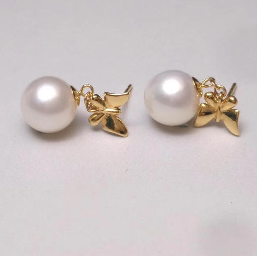 美裕珍珠蝴蝶18k淡水珍珠耳钉885mm