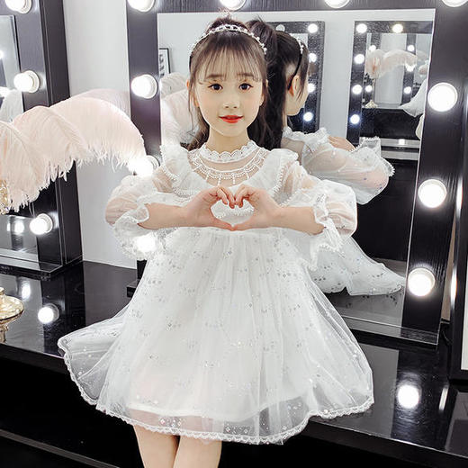 JSL-ALY20011韩版洋气亮片蕾丝网纱公主裙 商品图3