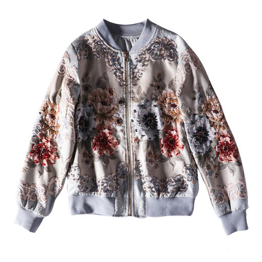 MD-Q2783珍藏级法式复古宫廷提花华丽棒球服重工钉珠夹克外套 商品图4