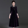 YZL-213新款金丝绒贵妇装旗袍连衣裙 商品缩略图1