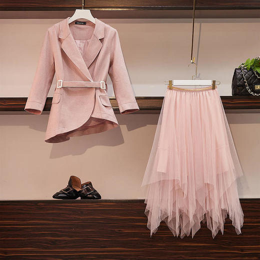 CHT-2186春季新款韩版时尚西装气质半身裙两件套 商品图0