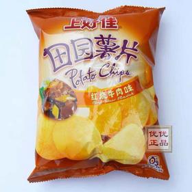 上好佳薯片50g红烧牛肉味每包2.9元5包起批