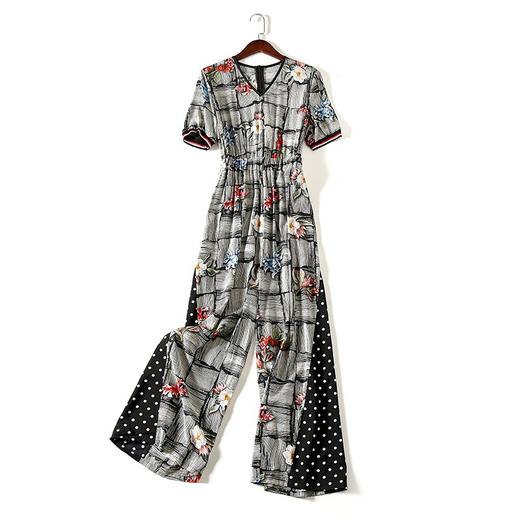 SP-C302114欧美时尚短袖气质印花直筒显瘦连体裤 商品图4