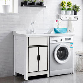 洗衣柜 圆角包边白 1.2米-1.3米-1.4米-1.5米左盆 加厚铝