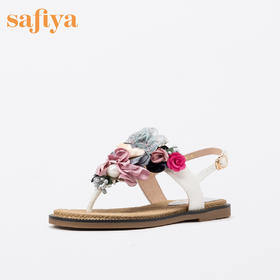 商场同款 | Safiya/索菲娅夏季花朵装饰一字带夹趾凉鞋女SF92115028