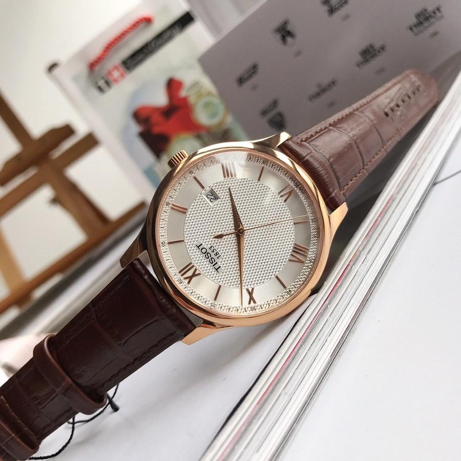 天梭t063俊雅系列男士皮带石英手表