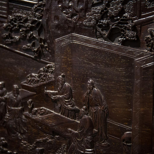 紫檀高浮雕山水人物故事座屏 商品图8