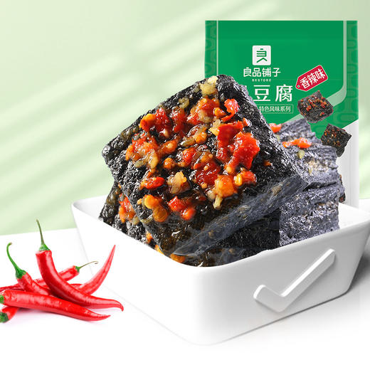 良品铺子 臭豆腐 休闲零食 黑色油炸豆腐干香辣味零食小吃120g 商品图3