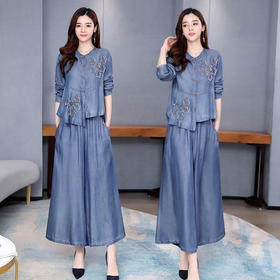 LY-GJ92011洋气时尚网红小个子韩版百搭绣花两件套