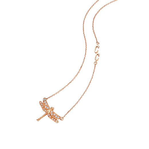 cc卡美珠宝chic潮系列轻绡之梦蜻蜓18k金钻石项链