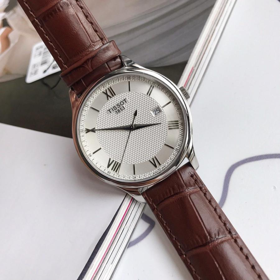 天梭t063俊雅系列男士皮带石英手表