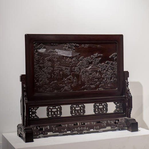 紫檀高浮雕山水人物故事座屏 商品图1