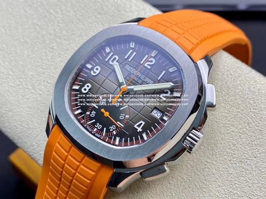 YL 百达翡丽Aquanaut系列 腕表型号：5968A-001）42.2毫米不锈钢表壳 计时指针、精确至四分之一秒的外缘轨道式刻度、60 分钟累积计时器 以不锈钢材质的外壳，与橙色橡胶表带相搭，充满 商品图2