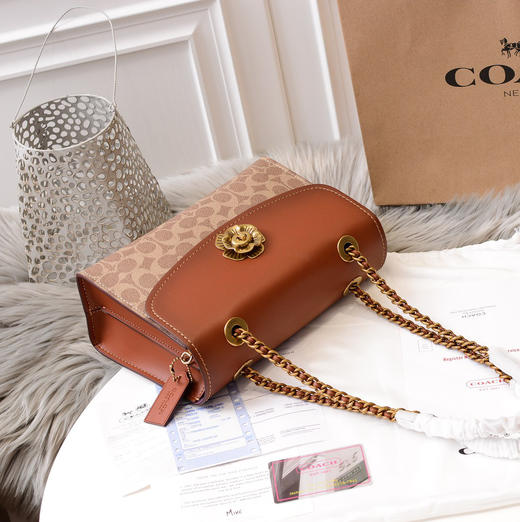 秋冬特价💰600 Coach蔻驰专柜新款 茶玫瑰旋锁PARKER链条包30585 商品图3