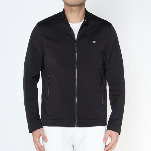 Marco Azzali 黑色胶印立领夹克 J5205200 商品图0