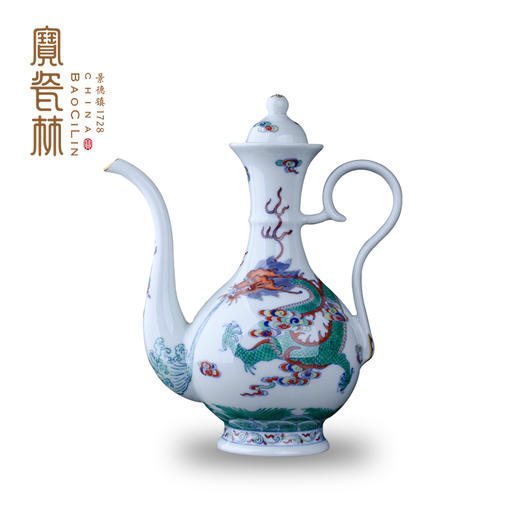 宝瓷林青花斗彩鲤跃龙门酒具 商品图4