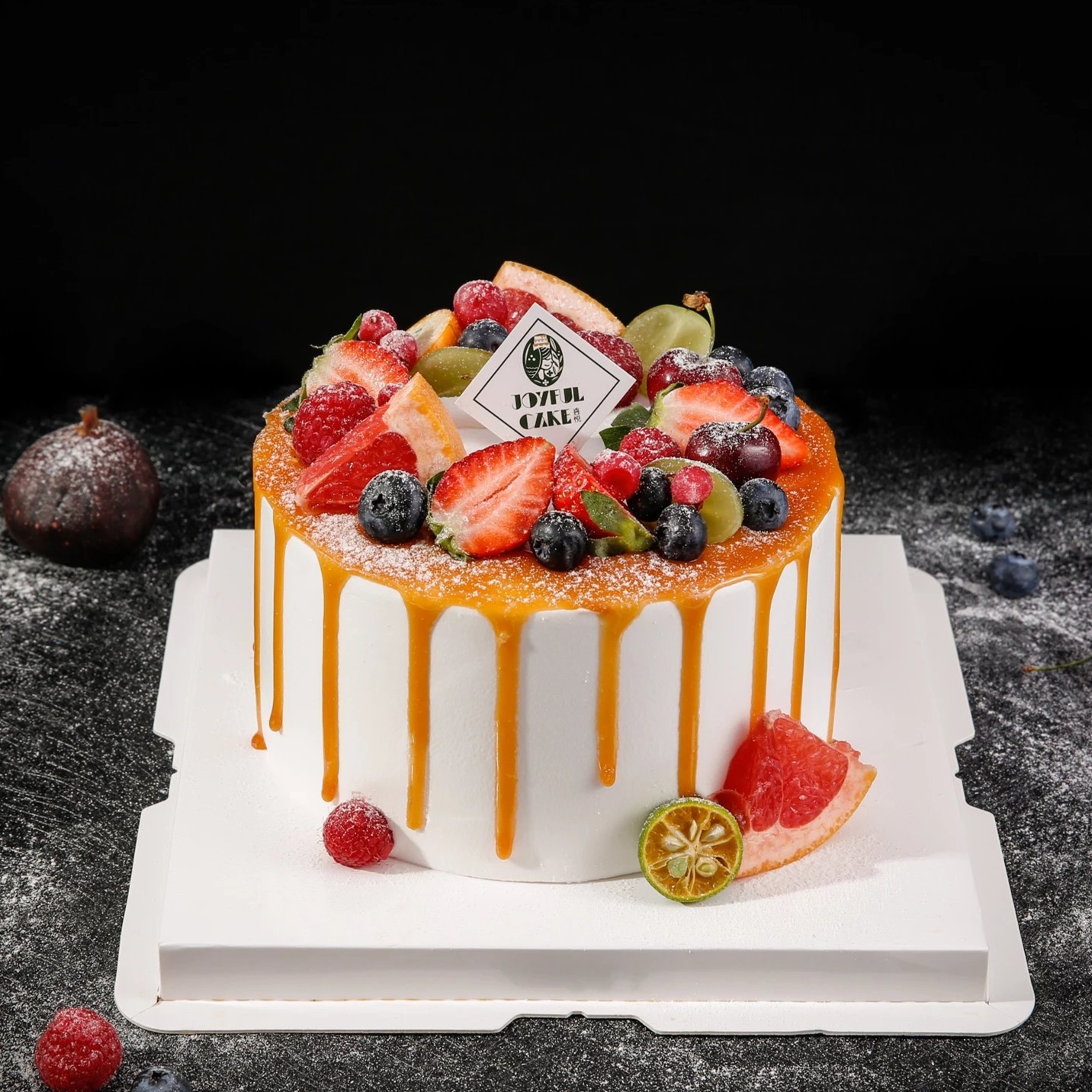 焦糖浆果芝士水果蛋糕