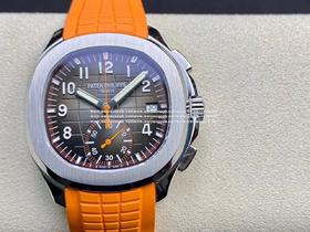 YL 百达翡丽Aquanaut系列 腕表型号：5968A-001）42.2毫米不锈钢表壳 计时指针、精确至四分之一秒的外缘轨道式刻度、60 分钟累积计时器 以不锈钢材质的外壳，与橙色橡胶表带相搭，充满