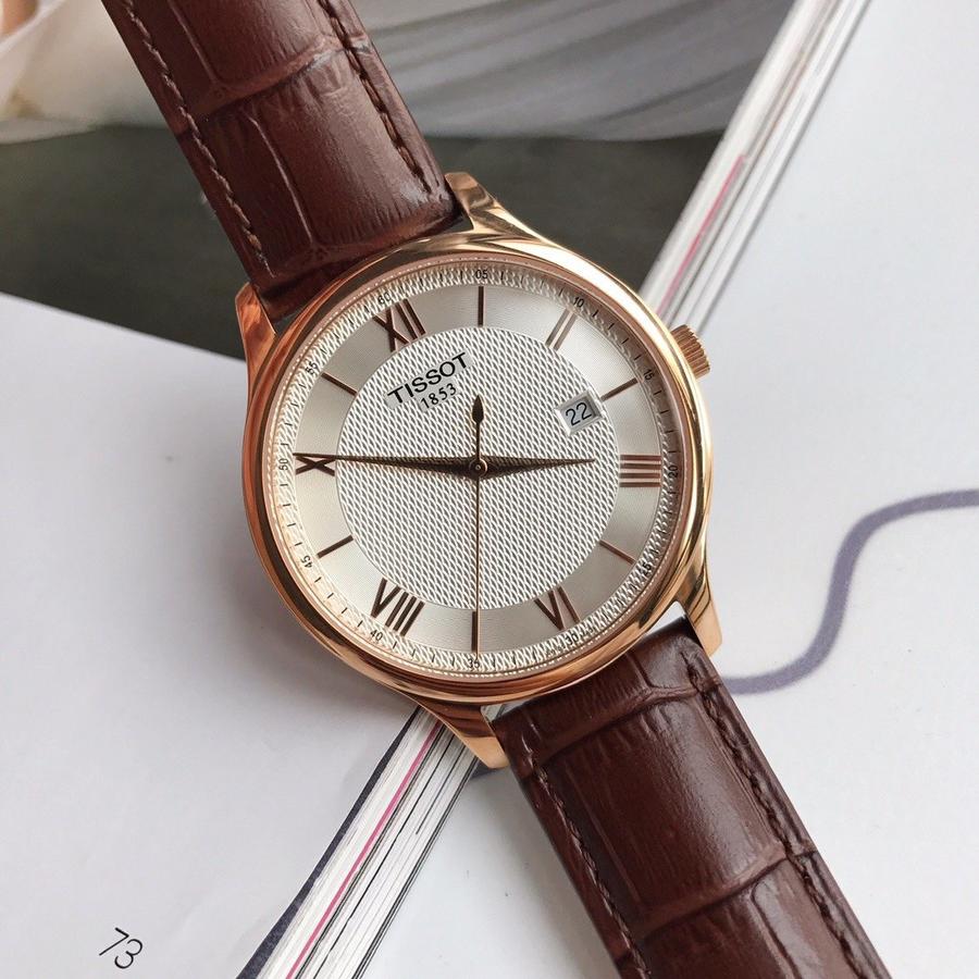 天梭t063俊雅系列男士皮带石英手表