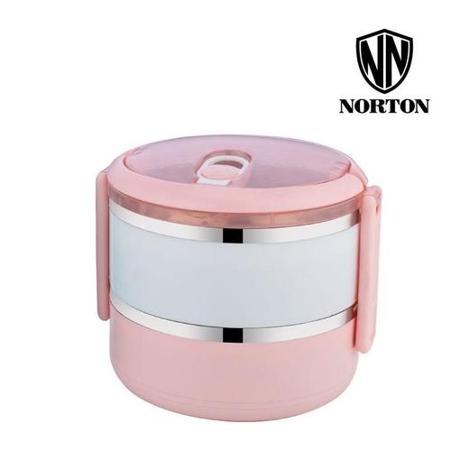 【会员价：68元】广电优选  诺顿NORTON 格兰德二层饭盒304家用学生保温饭盒儿童餐具双层圆形餐盒便当盒不锈钢饭桶手提防漏 天蓝色 1400ml（5GGLD1400） 商品图3