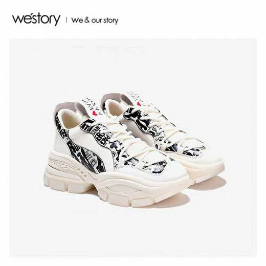 westory2020春季新款圆头潮趣涂鸦老爹鞋岫岩运动鞋女W20AM51641 商品图4