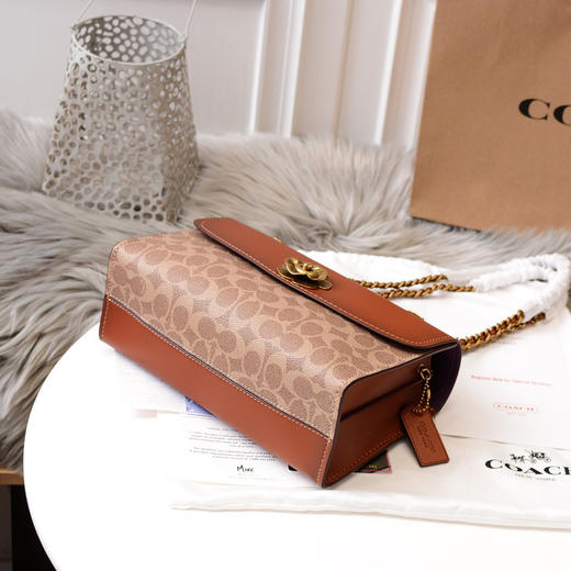 秋冬特价💰600 Coach蔻驰专柜新款 茶玫瑰旋锁PARKER链条包30585 商品图4
