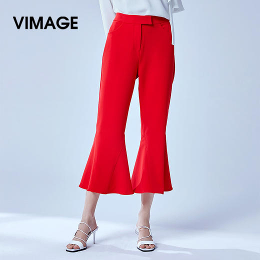 vimage纬漫纪新款夏季百搭高腰显瘦洋气九分裤微喇裤休闲裤女V1105709 商品图0