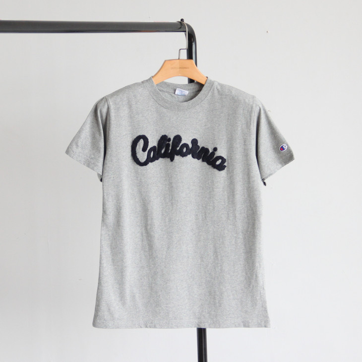 灌军california植绒刺绣粗砂基础款圆领短袖t恤tx493