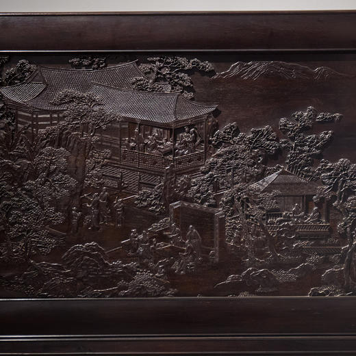 紫檀高浮雕山水人物故事座屏 商品图7