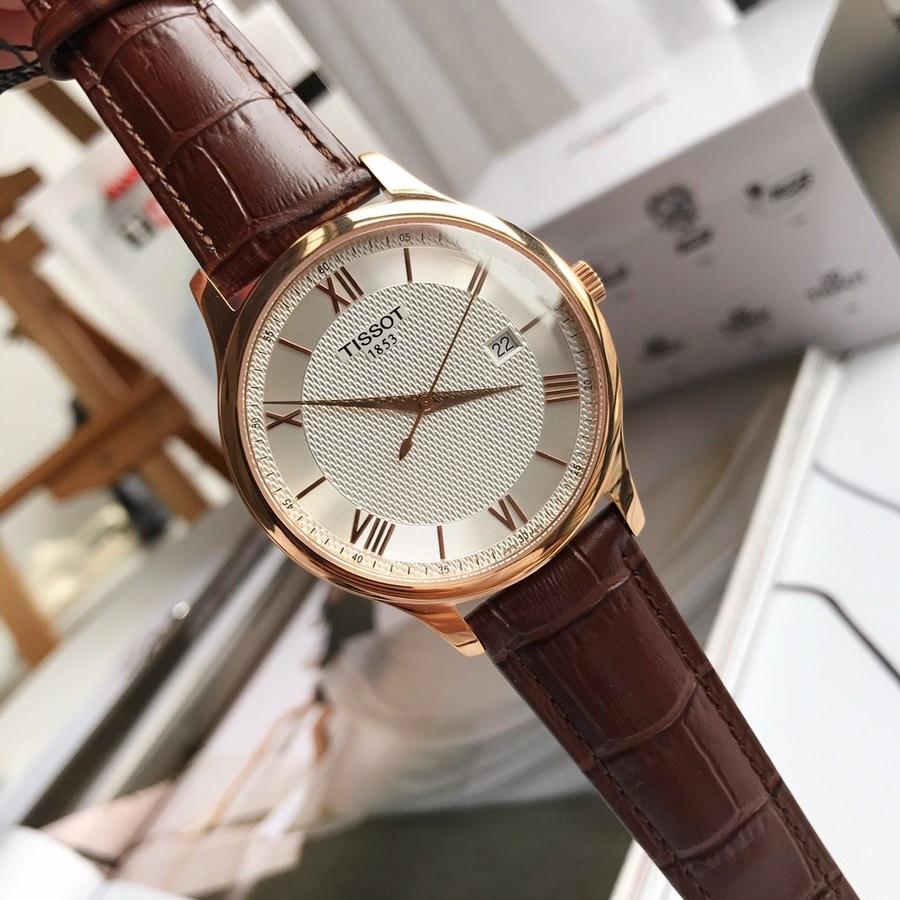 天梭t063俊雅系列男士皮带石英手表