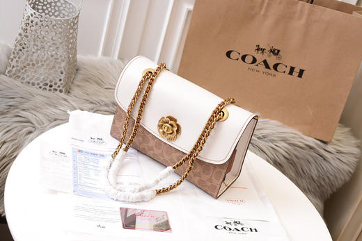 秋冬特价💰600 Coach蔻驰专柜新款 茶玫瑰旋锁PARKER链条包30585 商品图2