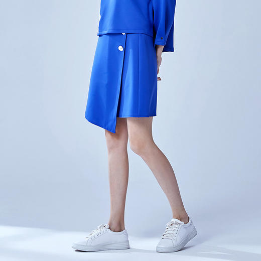 VIMAGE纬漫纪秋季女装拼接不对称A字裙半身裙半裙短裙女V906505 商品图2