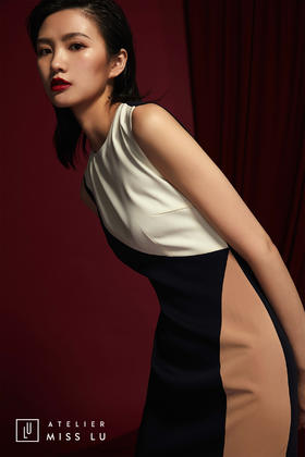 AtelierMissLu /Ines-三色拼接优雅修身连衣裙