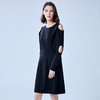 VIMAGE纬漫纪品牌女装冬季时尚修身高腰圆领黑色连衣裙V1007625 商品缩略图2