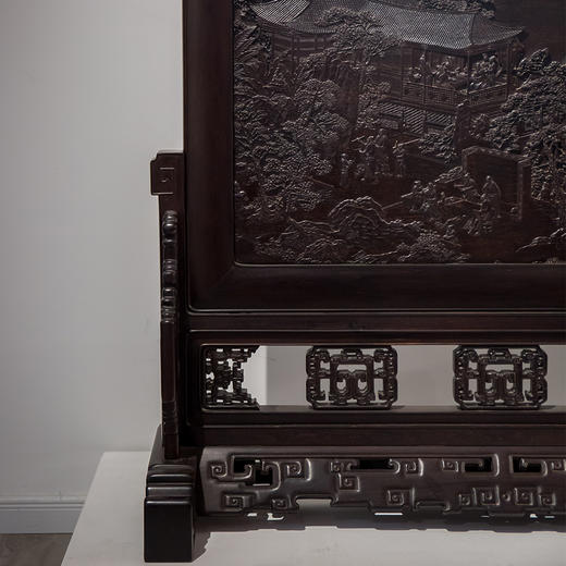 紫檀高浮雕山水人物故事座屏 商品图2