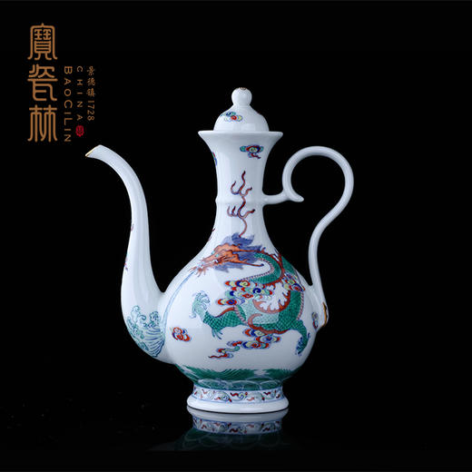 宝瓷林青花斗彩鲤跃龙门酒具 商品图0