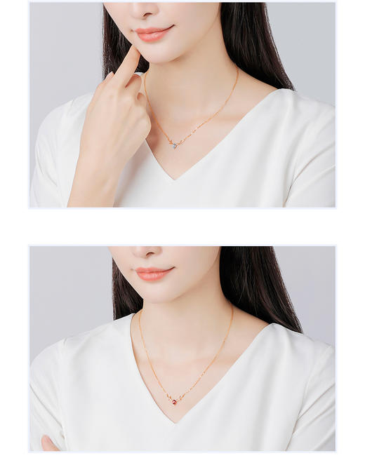 【1件7.5折】心花鹿放系列石榴石托帕石18K金项链KN2637 商品图9