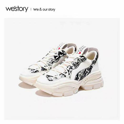 westory2020春季新款圆头潮趣涂鸦老爹鞋岫岩运动鞋女W20AM51641 商品图1