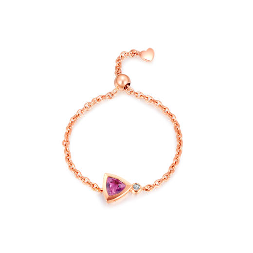 花园系列时尚宝石玫瑰色18K金红碧玺女戒彩色可调节女士链戒指（一口价） 商品图5