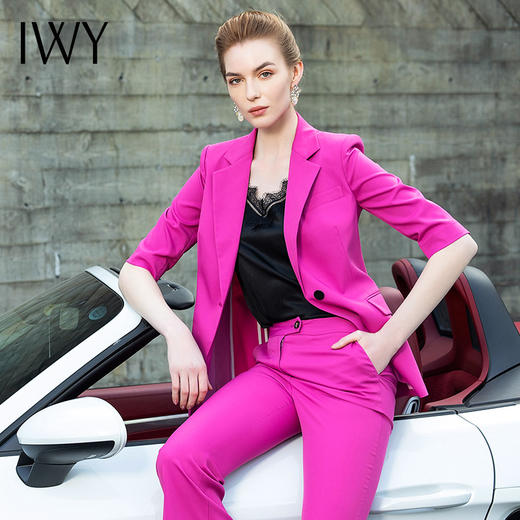 IWY/五分袖玫红色西装套装10C1+10P3 商品图3