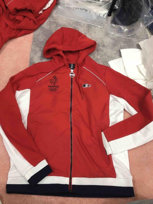 这个厉害了！法鳄首席设计师亲自操刀设计春秋红白色针织梭织拼接Olympic卫衣男女情侣款正品保真 商品图6