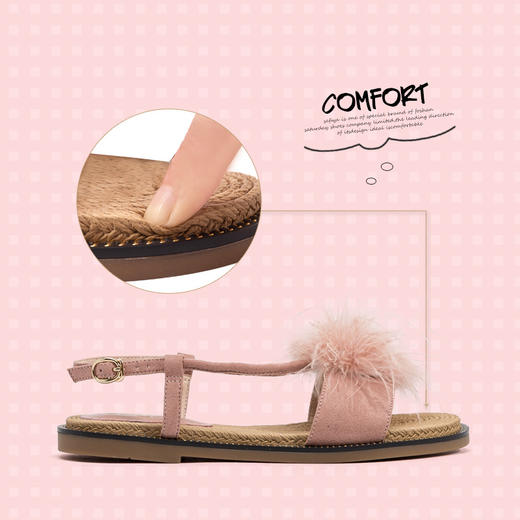 商场同款 |Safiya/索菲娅一字带平底甜美毛毛凉鞋2019夏季女SF92115041 商品图3