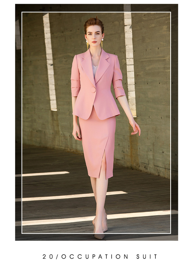 iwy五分袖套裙西服套装粉色24c124s1
