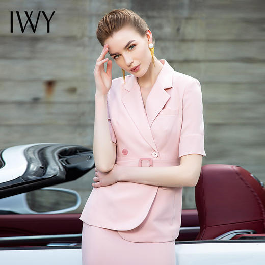 IWY/五分袖套裙西服套装藕粉色07C1+07S1 商品图4