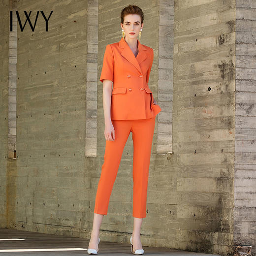 IWY/橘色半裙西装长裤套装三件套202028CP1+28S1 商品图13
